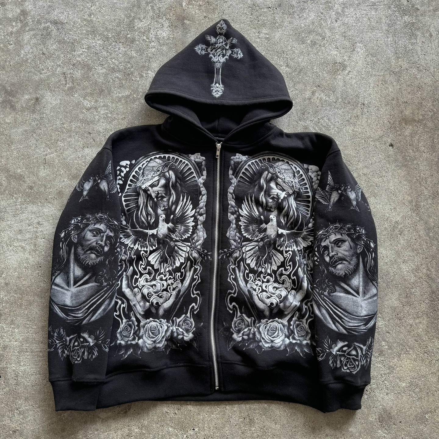 Jesus Vintage Zip-Up Hoodie
