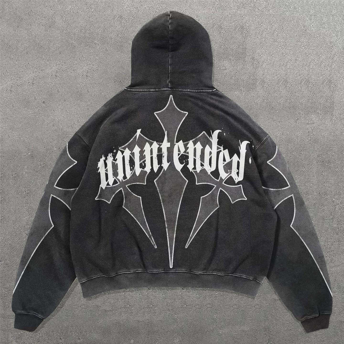 Unintended Cross Print Long Sleeve Hoodies